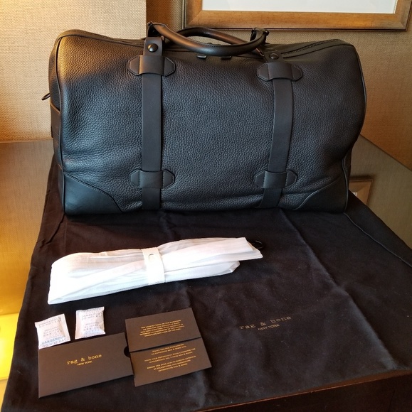 NWT Rag & Bone Aviator Weekender Bag Black Leather - Picture 3 of 8